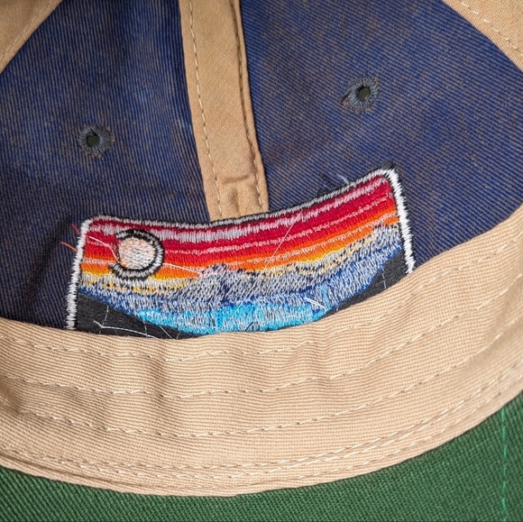 NWOT Legacy Colorado Mountain Sunrise Sunset Patch Trucker Hat Unisex Blue Tan - Picture 7 of 9